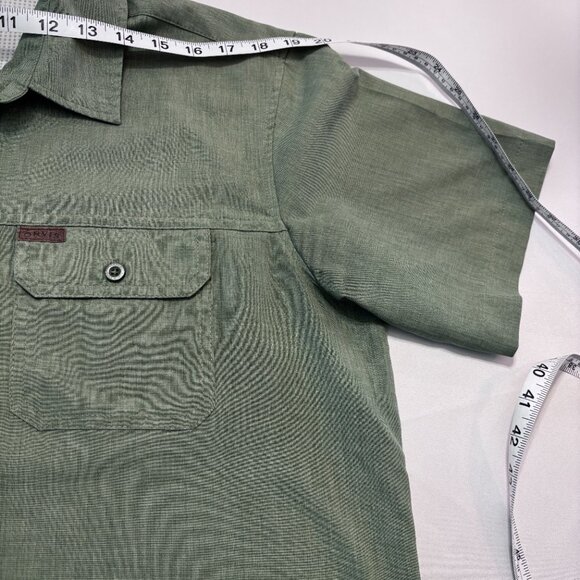 Orvis L Green Solid Performance Hiking Fishing Button Up Short Sleeve Shirt Gorp - Picture 10 of 12